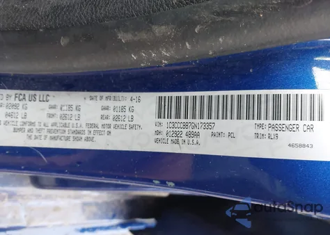 2016 Chrysler 200 S z USA, uszkodzony, nr VIN 1C3CCCBB7GN173357